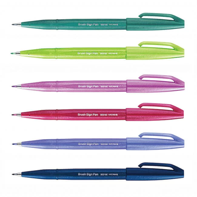 Pentel - Set 24 Brush Sign Pen - Puntal Pincel