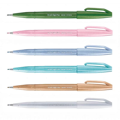 Pentel - Set 24 Brush Sign Pen - Puntal Pincel