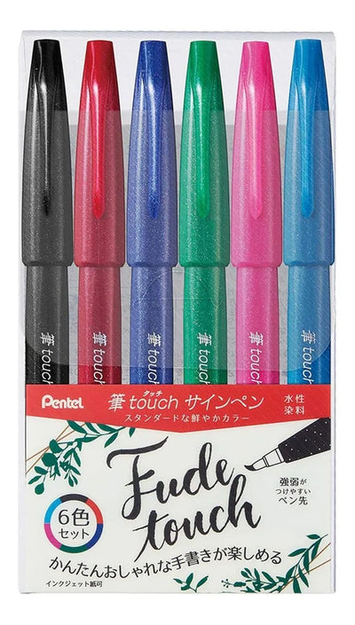 Pentel - Set 6 Brush Sign Pen - A