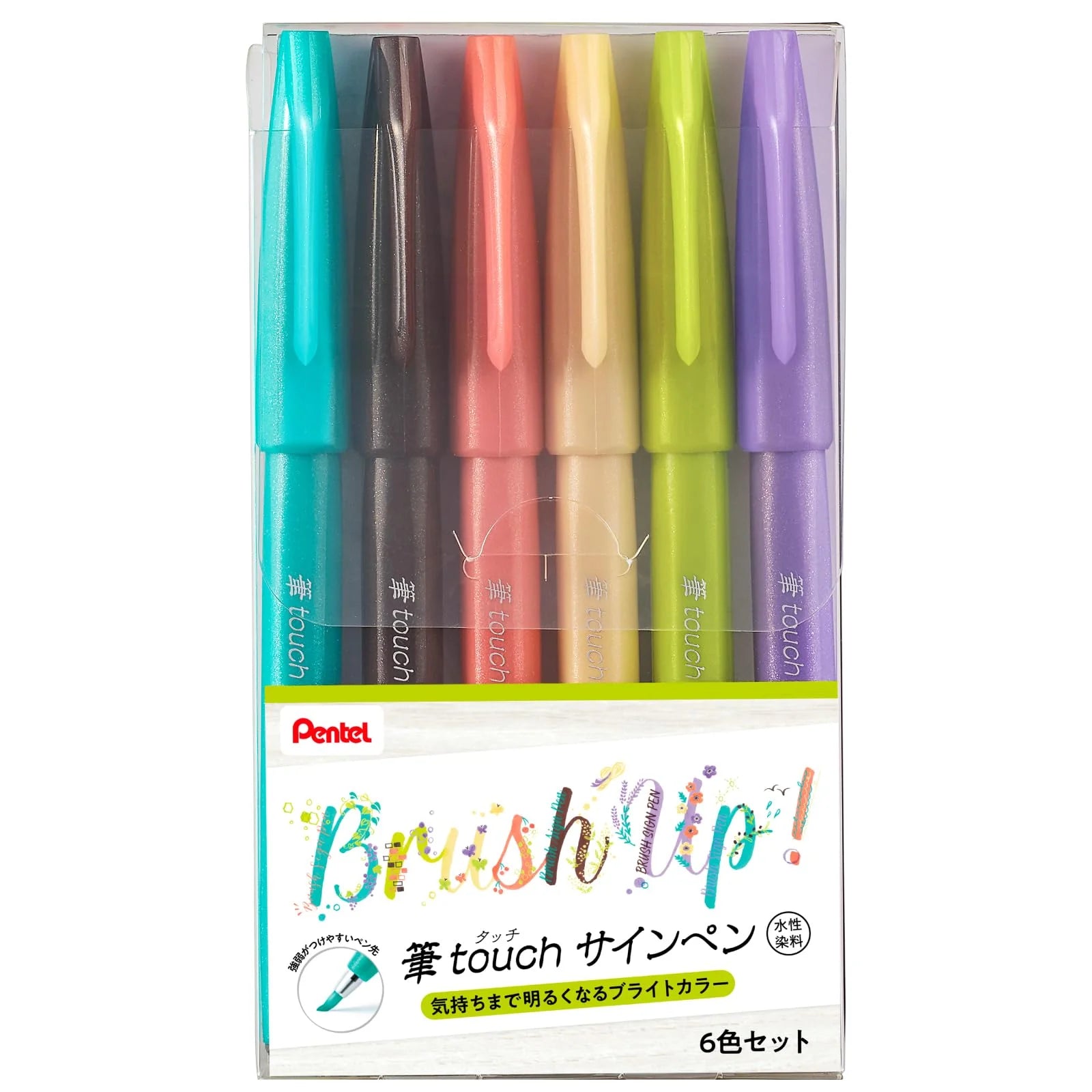 Pentel - Set 6 Brush Sign Pen - D