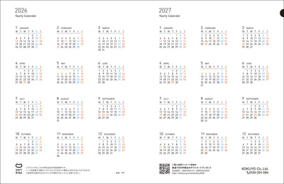 Kokuyo SOOOFA SOFT - Agenda Mensual 2026 - Light Pink - B6