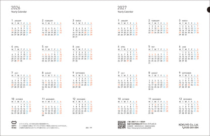 Kokuyo SOOOFA SOFT - Agenda Mensual 2026 - Light Pink - B6
