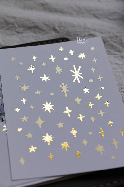 LCN - Pegatinas en Rollo Precortadas - Star - Glossy Gold y Matte Gold