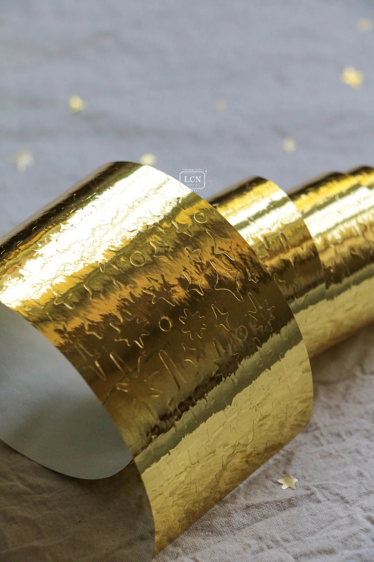 LCN - Pegatinas en Rollo Precortadas - Star - Glossy Gold y Matte Gold