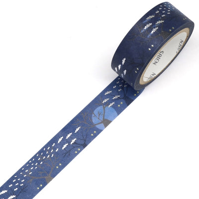 SAIEN - Washi Tape - Cats and Bats UR3039 - 15 mm Silver Foil