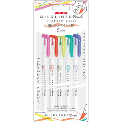 Zebra - Set 5 Marcadores Punta Pincel - MILDLINER - Sunny