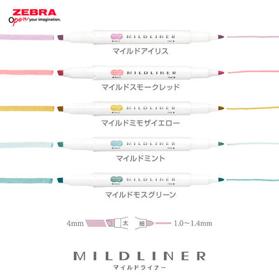 Zebra - Set 5 Marcadores Punta Doble - MILDLINER - Calm