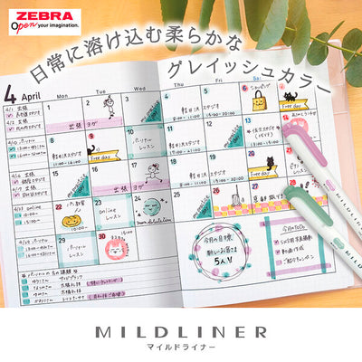 Zebra - Set 5 Marcadores Punta Doble - MILDLINER - Calm