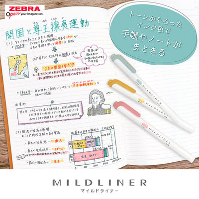Zebra - Set 5 Marcadores Punta Doble - MILDLINER - Calm