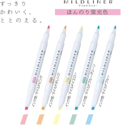 Zebra - Set 5 Marcadores Punta Doble - MILDLINER - Flourescent