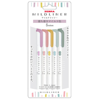 Zebra - Set 5 Marcadores Punta Doble - MILDLINER - Calm