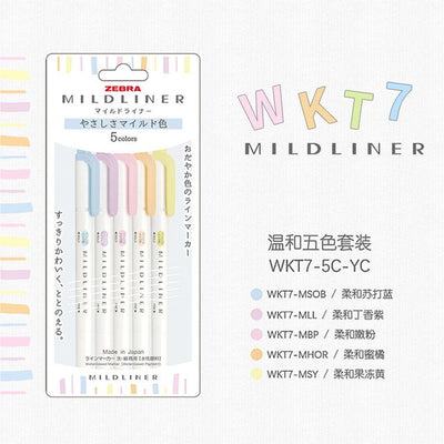 Zebra - Set 5 Marcadores Punta Doble - MILDLINER - Gentle