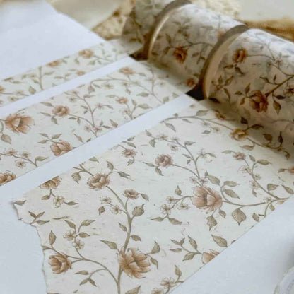 Leela Journals - Washi Tape 60mm - Creamy Red Floral