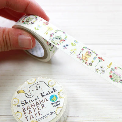 Shinzi Katoh - Washi Tape Papel de Plátano - Chaton Chaton Flower