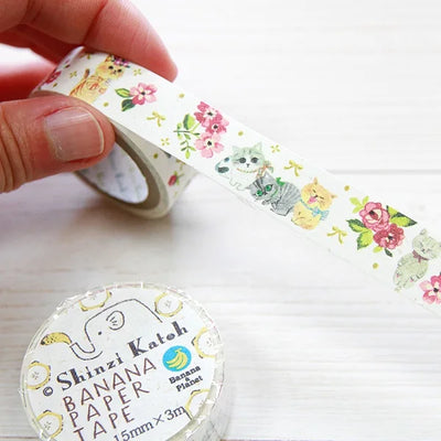 Shinzi Katoh - Washi Tape Papel de Plátano - Chaton Chaton Bloom