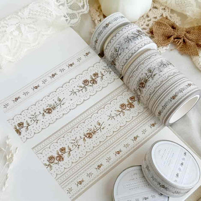 Leela Journals - Washi Tape 60mm - Lace & Roses - Brown