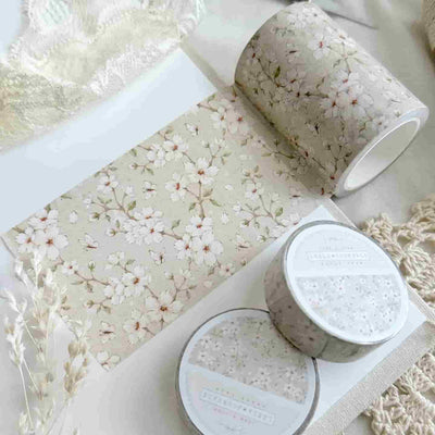 Leela Journals - Washi Tape 60mm - Beige Sakura Floral