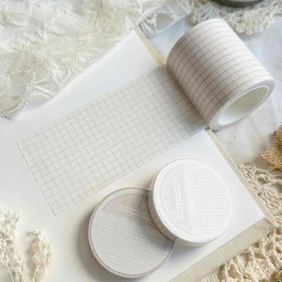 Leela Journals - Washi Tape 50mm - White Salmon Pink Grid