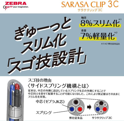 Zebra - Bolígrafo Multifunción 0.4mm SARASA 3C Clip Transparente