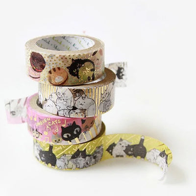 Shinzi Katoh - Foil Washi Tape 15mm - Uneven Cats