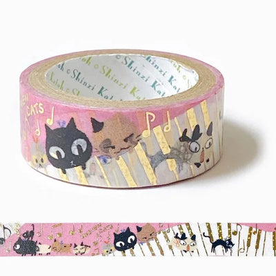 Shinzi Katoh - Foil Washi Tape 15mm - Uneven Cats