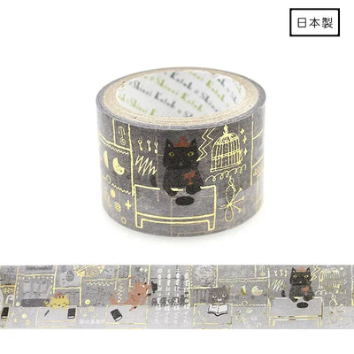 Shinzi Katoh - Foil Washi Tape 27mm - Cat Office