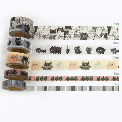 Shinzi Katoh - Cajita 5 Washi Tape Pequeños - Cats