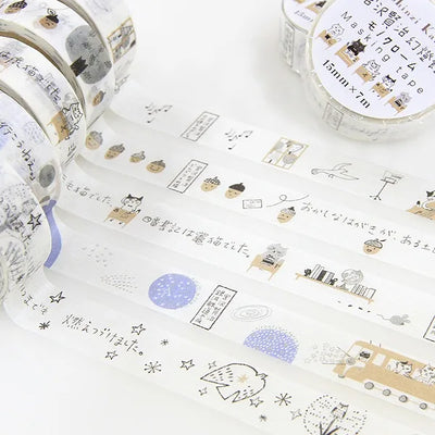 Shinzi Katoh - Washi Tape Monochrome 15mm - Acorn and Wildcat