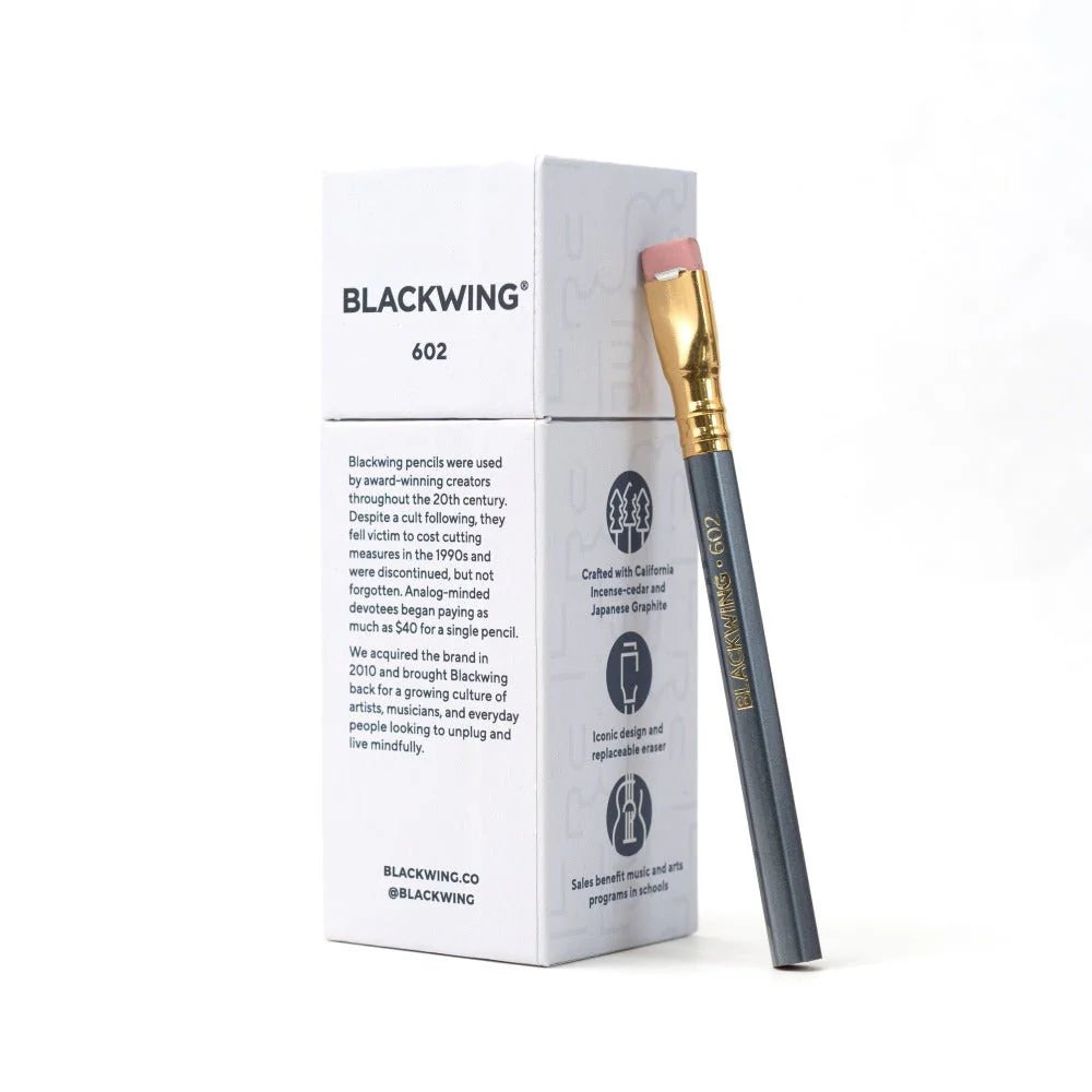 Blackwing 602 Short – Caja 12 uds Lápiz – Grafito Firme (2B)