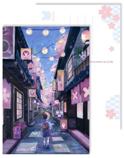 EsterBrook x SakuraDragon - Set 3 Postales - Sakura Street
