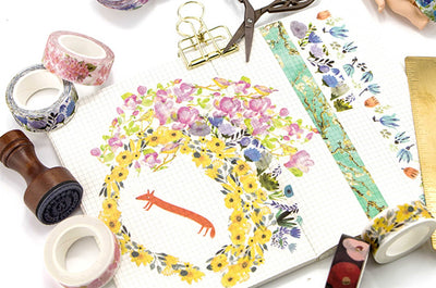 Infeel.Me - Washi tape - 15 mm x 7m - Flores fondo oscuro