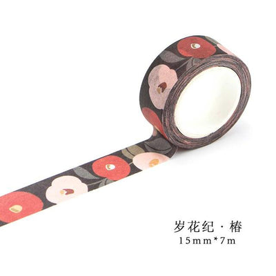 Infeel.Me - Washi tape - 15 mm x 7m - Flores fondo oscuro